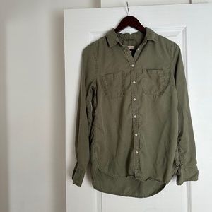 Merona Army Green Button Up Small